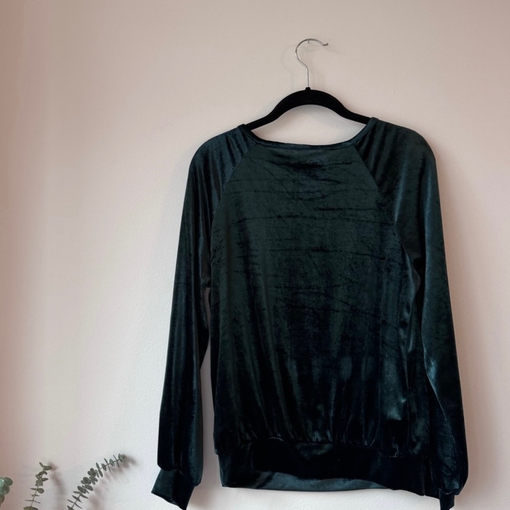 Anthropologie Maeve Candace Velvet Top Emerald Green XS - Picture 4 of 4